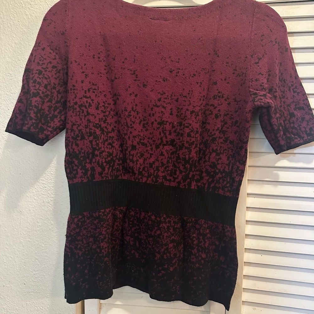 Ann Taylor Maroon and Black Short Sleeve Top - Picture 4 of 4